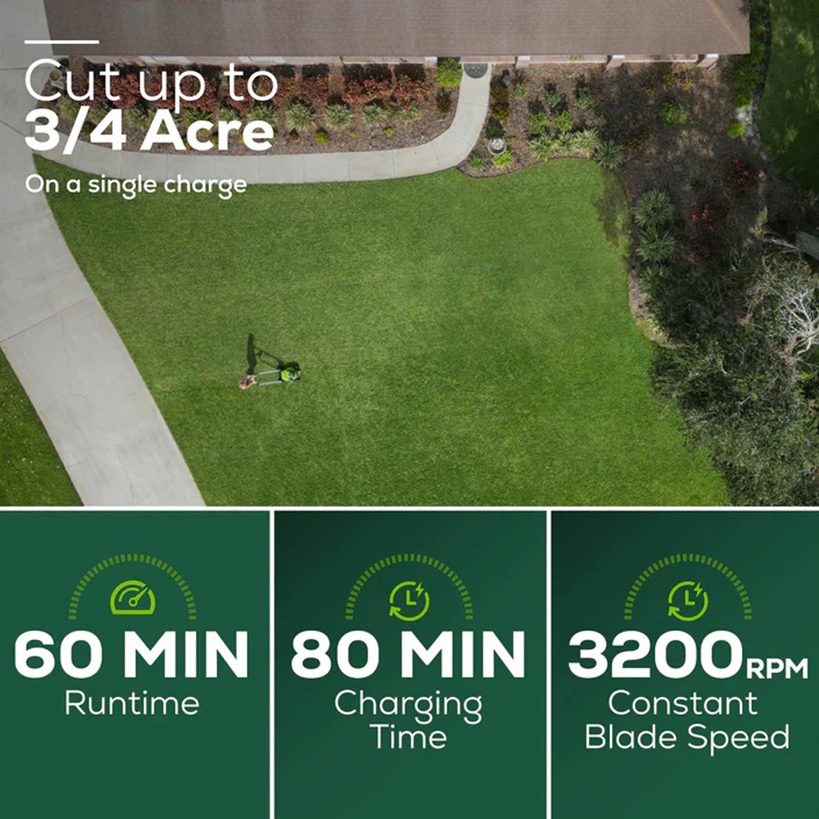 Greenworks 60V 21" Brushless Self-Propelled Battery Powered Lawn Mower + (2) 4.0Ah Batteries & Dual Port Charger - Image 6