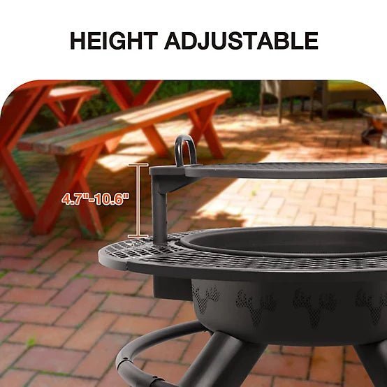 Red Mountain Valley 47 in. Wood-Burning Fire Pit with Adjustable BBQ Grate, Deer Head - Image 3
