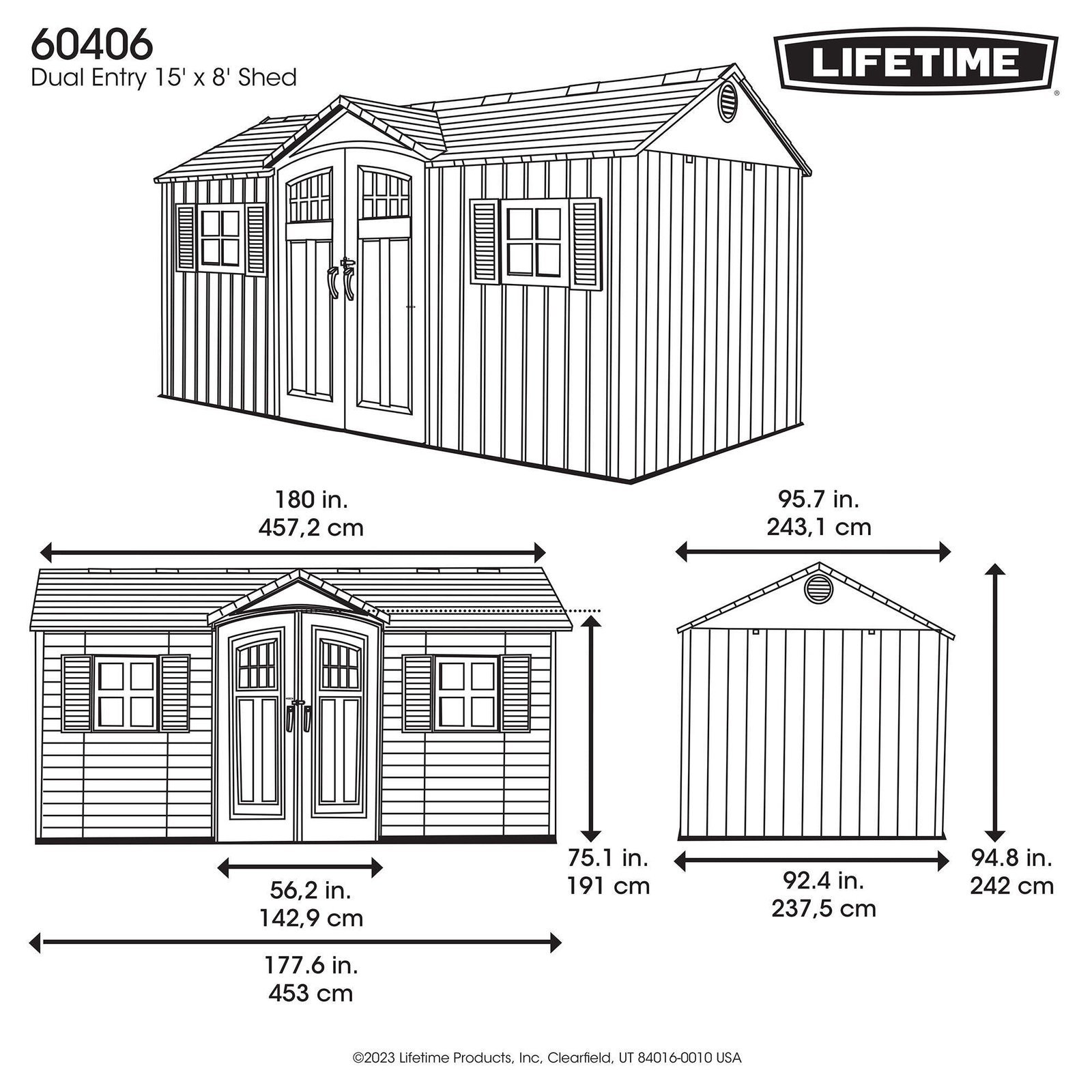 Lifetime 15 x 8 Outdoor Storage Shed - Image 12