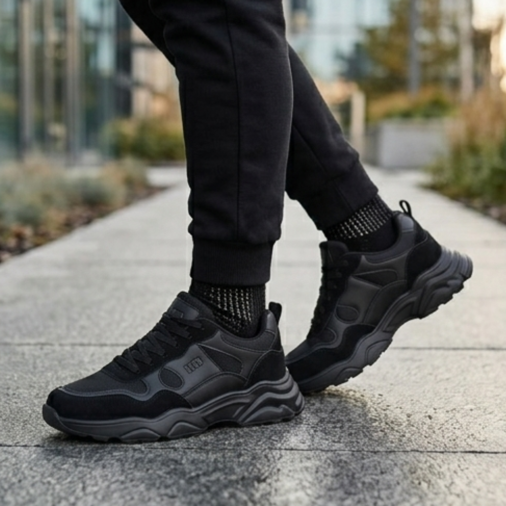 Men Black Breathable Lightweight Casual Sneakers - Image 4