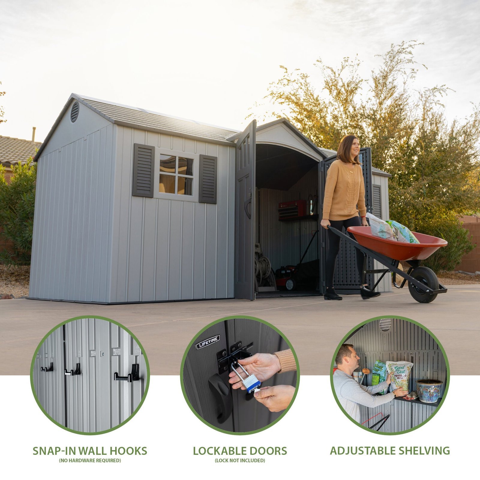Lifetime 15 x 8 Outdoor Storage Shed - Image 4