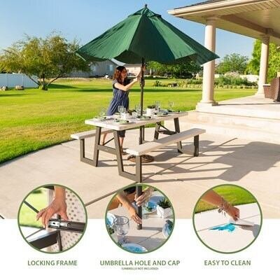 Lifetime 6-Foot W-Frame Folding Picnic Table - Image 4