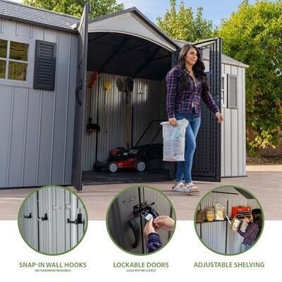 Lifetime 15-ft x 8-ft Dual Entry Outdoor Storage Shed - Image 4
