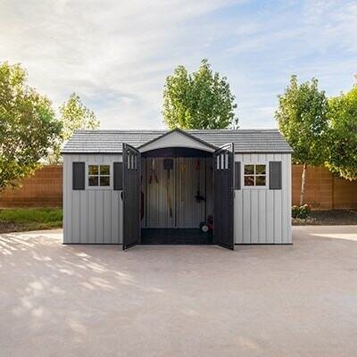 Lifetime 15-ft x 8-ft Dual Entry Outdoor Storage Shed - Image 43