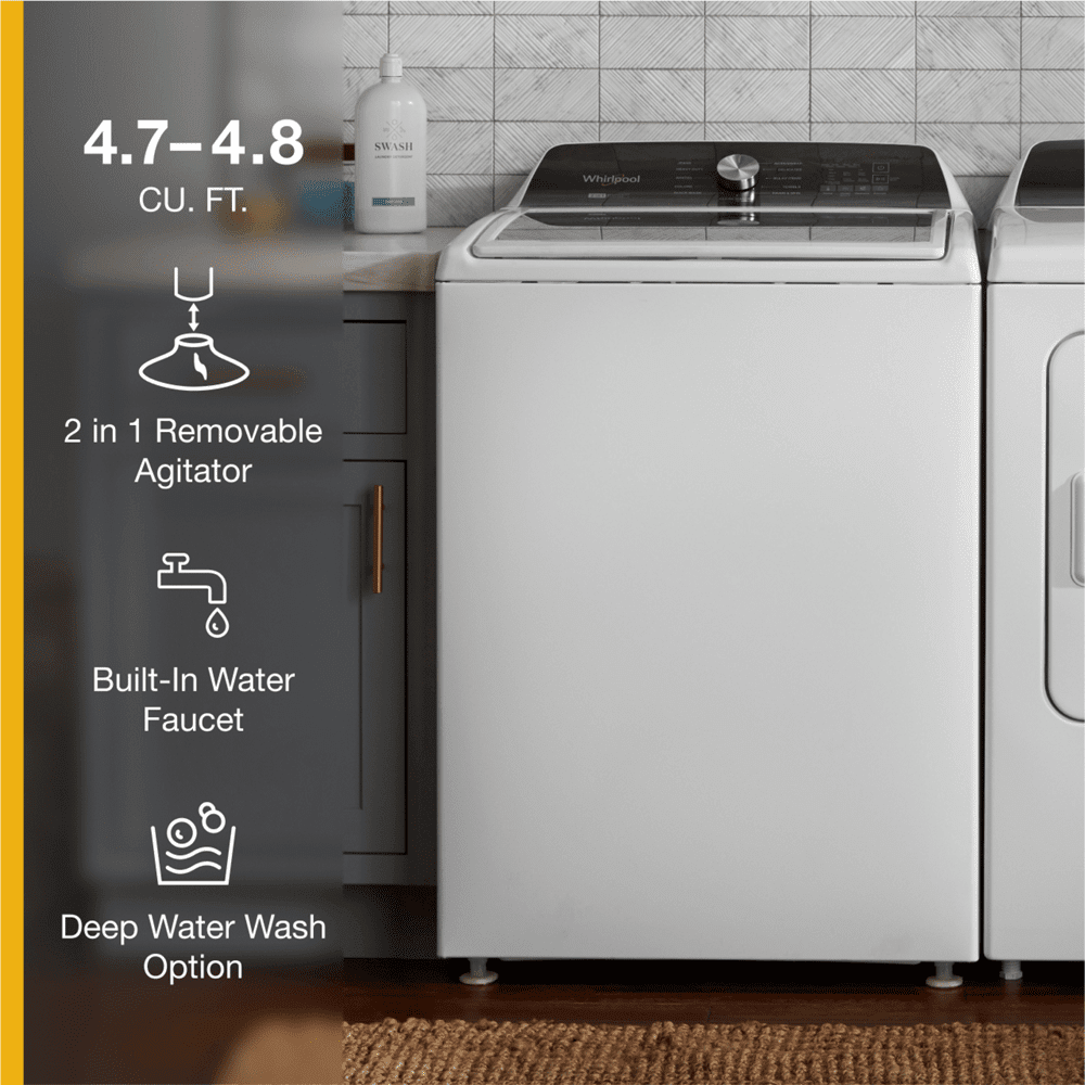 Whirlpool WTW5057LW 4.7 - 4.8 Cu. ft. Top Load Washer w/ Removable Agitator - Image 3