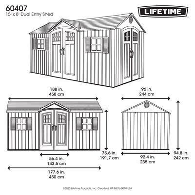 Lifetime 15-ft x 8-ft Dual Entry Outdoor Storage Shed - Image 6
