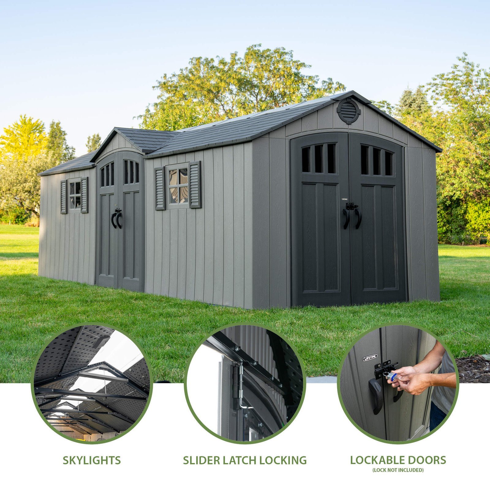 Lifetime 20 x 8 Foot Outdoor Storage Shed - Image 4