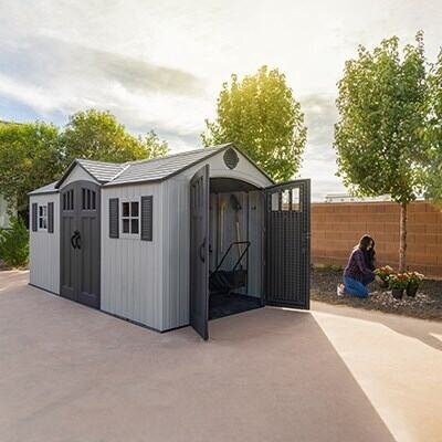 Lifetime 15-ft x 8-ft Dual Entry Outdoor Storage Shed - Image 42