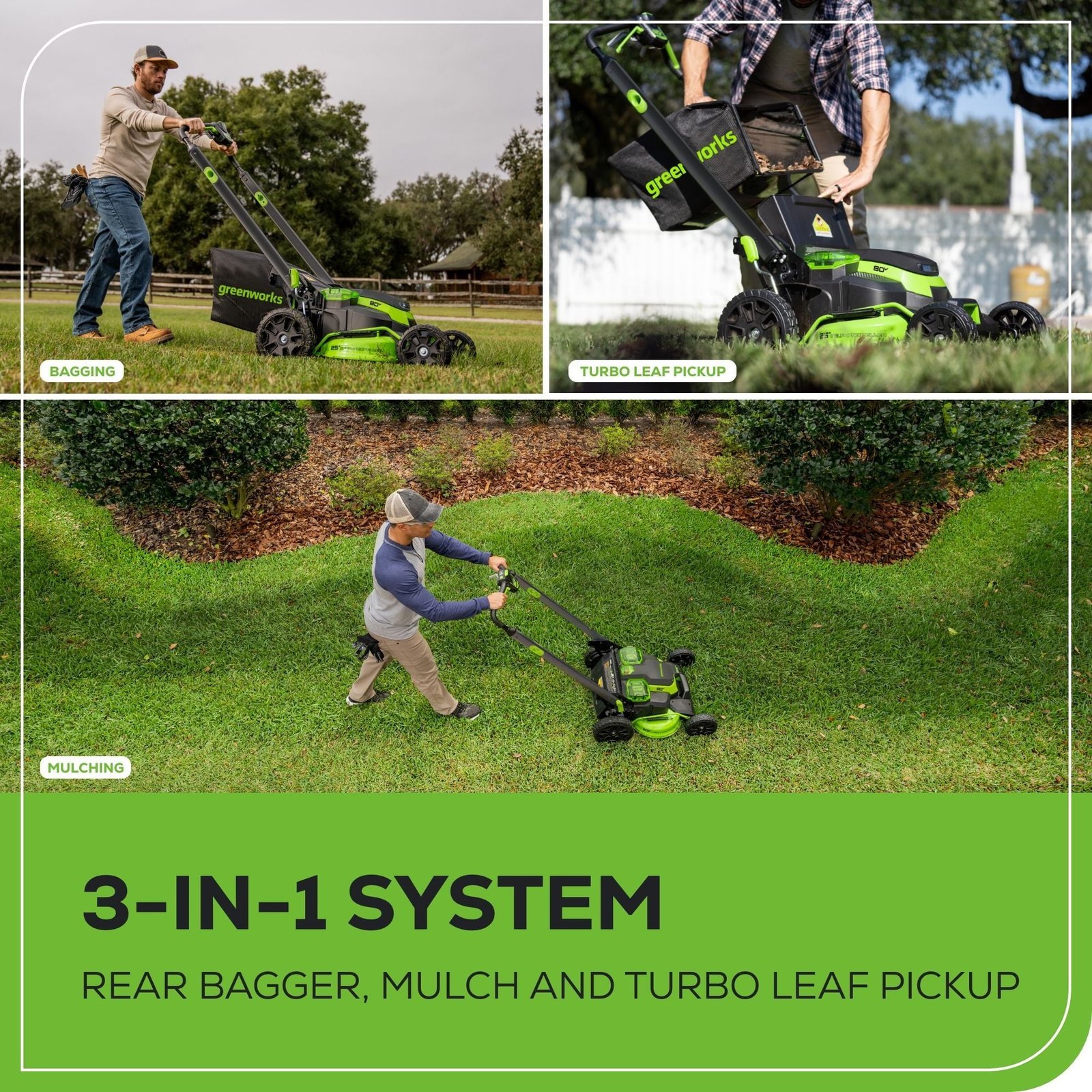 Greenworks 80V 25" Brushless Cordless Self-Propelled Lawn Mower,3 in 1 Dual Blade LawnMover, W/4.0Ah Battery and Rapid Charger Included - Image 7