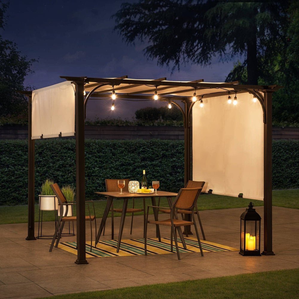 SUNJOY 10x10 White Pergola with Adjustable Canopy Roof - Image 10