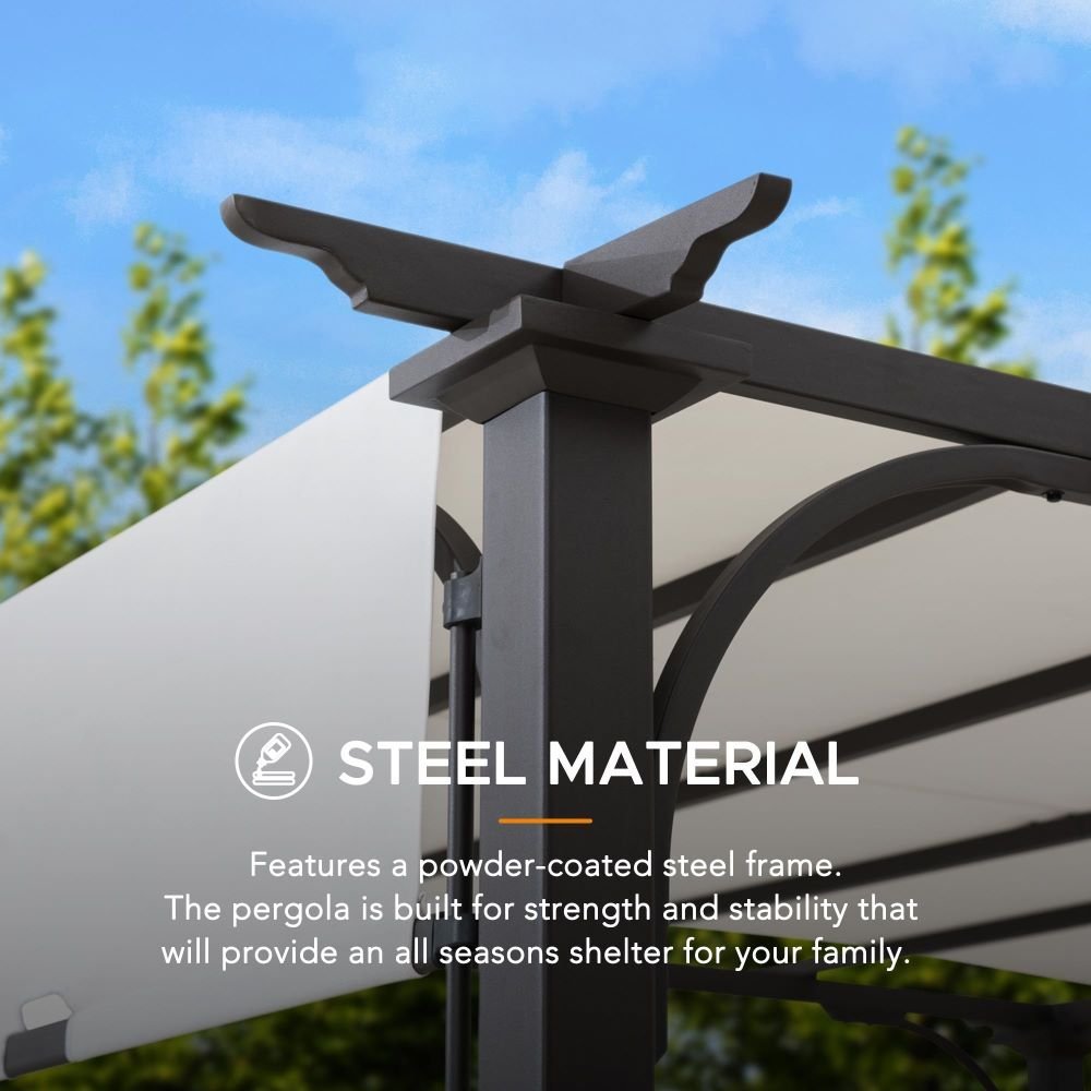 SUNJOY 10x10 White Pergola with Adjustable Canopy Roof - Image 6