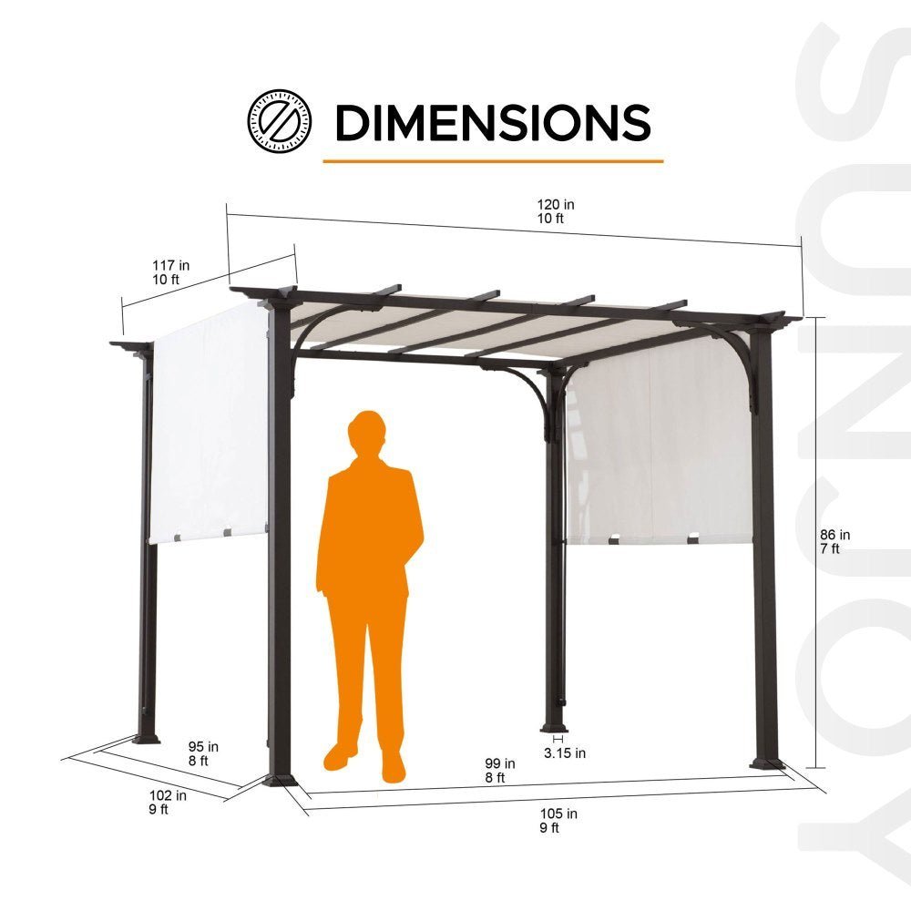 SUNJOY 10x10 White Pergola with Adjustable Canopy Roof - Image 3