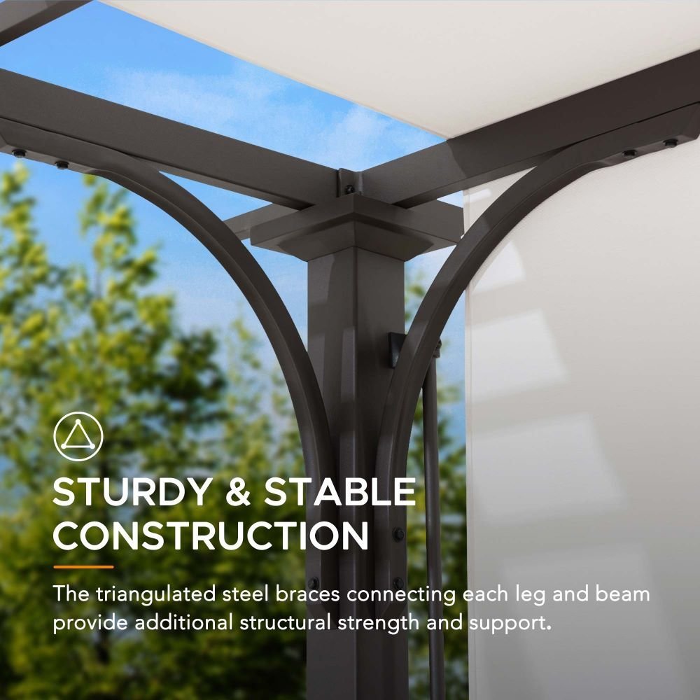 SUNJOY 10x10 White Pergola with Adjustable Canopy Roof - Image 7