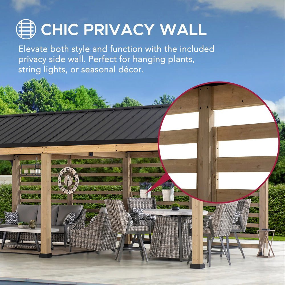 SUNJOY Newville 10x20 Wood Carport with Privacy Wall and Rain Gutter - Image 8