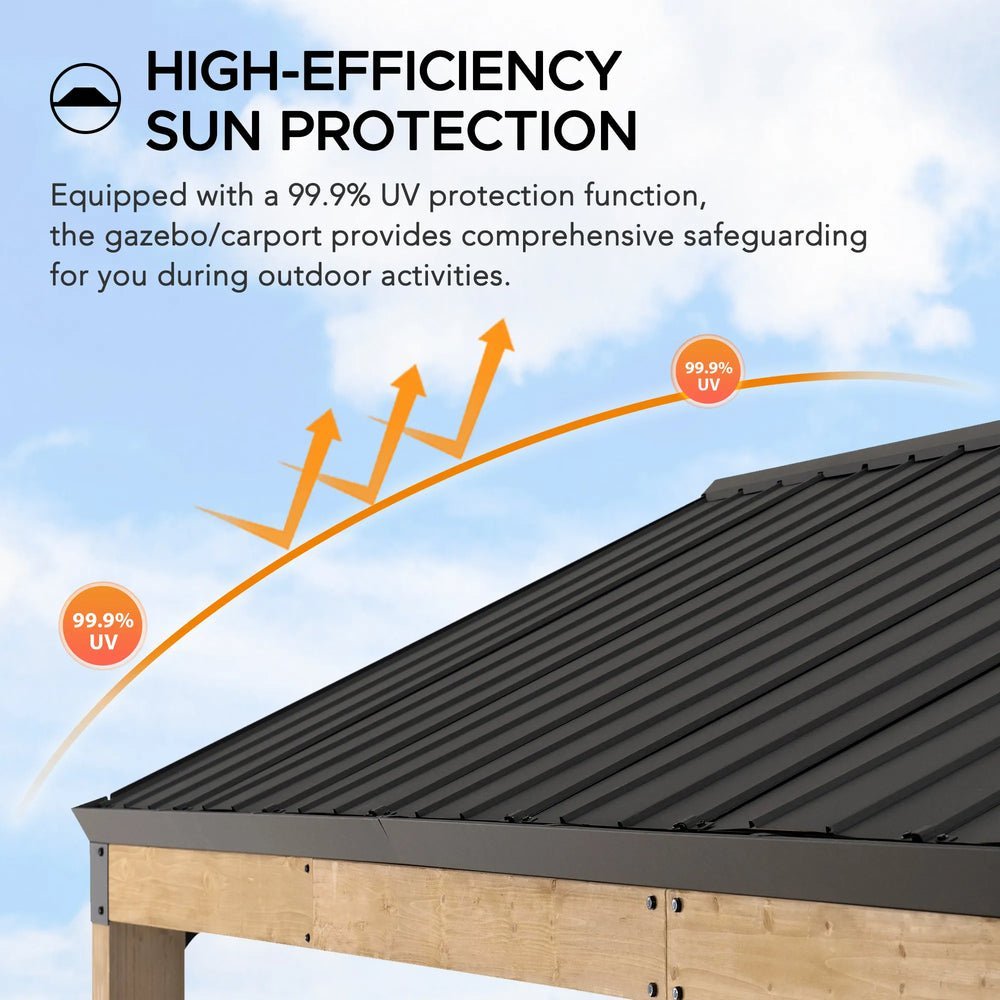 SUNJOY Newville 10x20 Wood Carport with Privacy Wall and Rain Gutter - Image 11