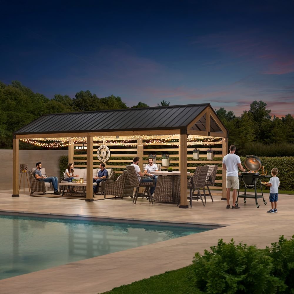 SUNJOY Newville 10x20 Wood Carport with Privacy Wall and Rain Gutter - Image 2