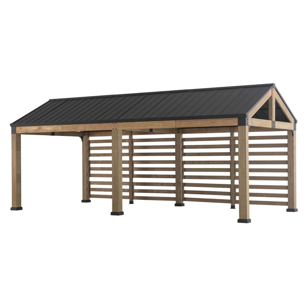 SUNJOY Newville 10x20 Wood Carport with Privacy Wall and Rain Gutter - Image 14