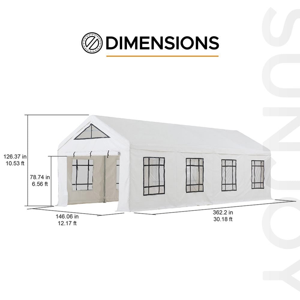 SUNJOY 12x30 Sundale Party Tent with 8 Removable PE Windows and 2 Roll-up Side Walls - Image 4
