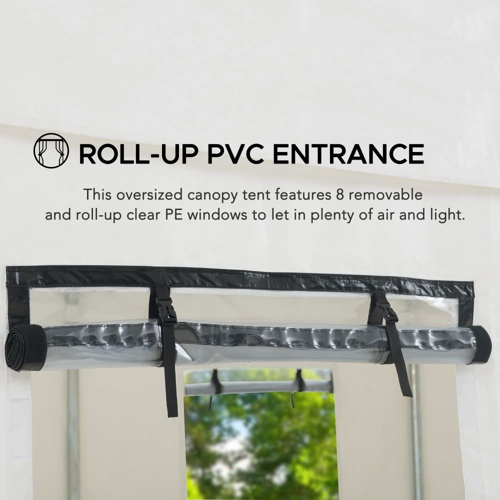 SUNJOY 12x30 Sundale Party Tent with 8 Removable PE Windows and 2 Roll-up Side Walls - Image 7
