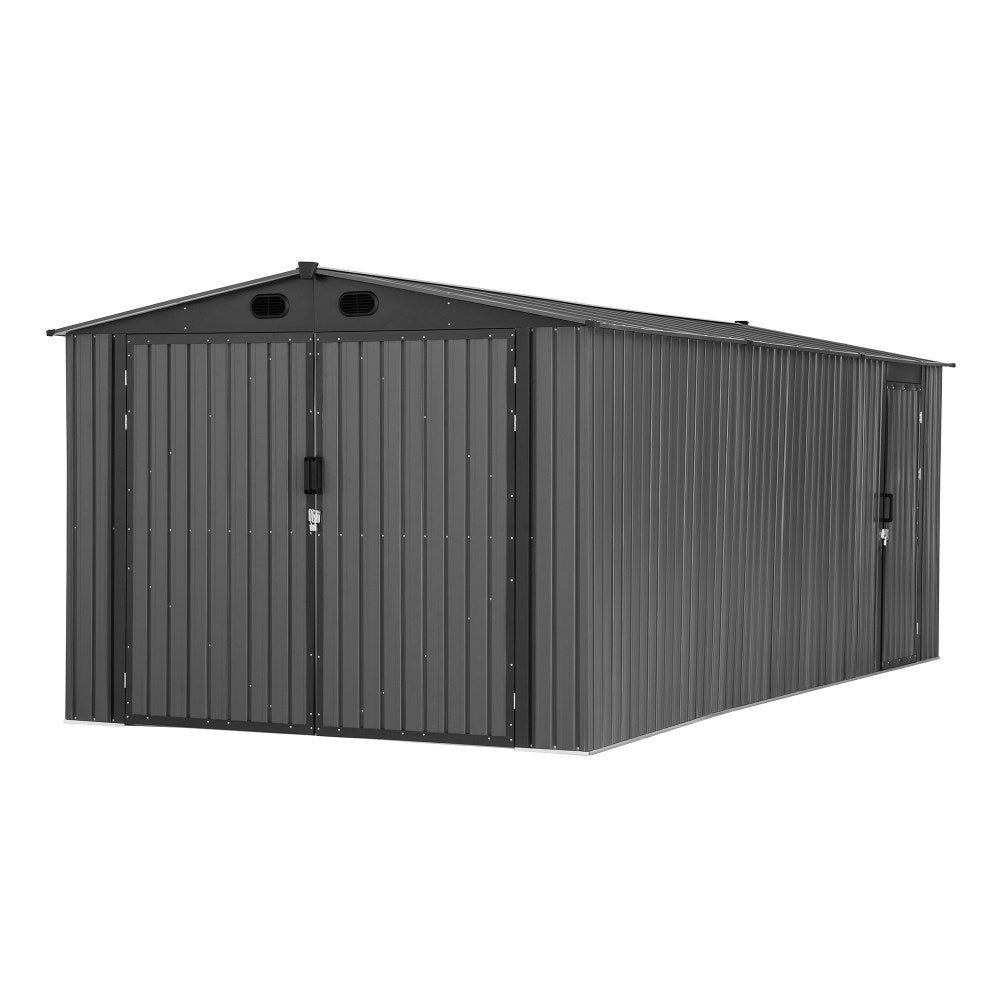 SUNJOY 10x20 Storage Shed Kits with Lockable Doors and Vents - Dark Gray - Image 12