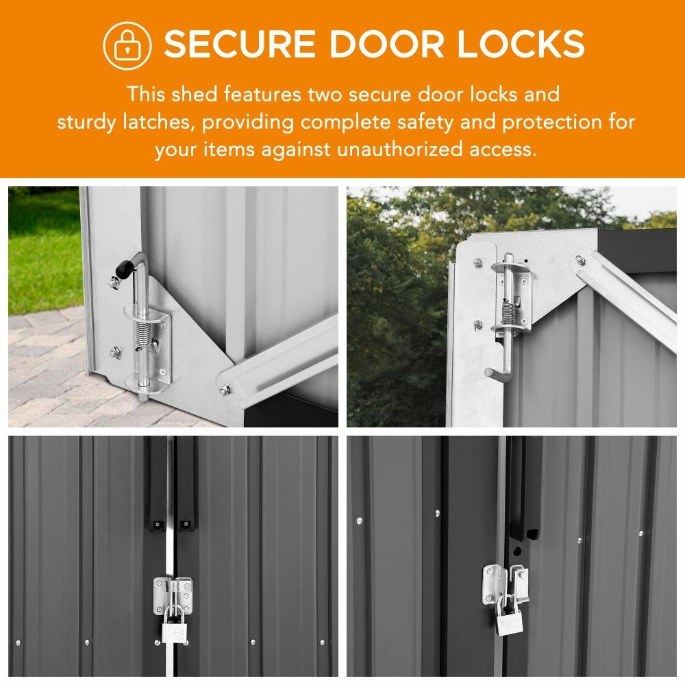 SUNJOY 10x20 Storage Shed Kits with Lockable Doors and Vents - Dark Gray - Image 5
