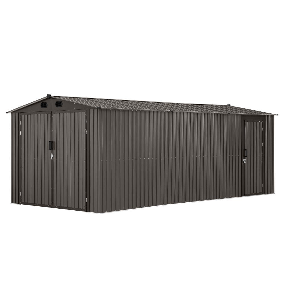 SUNJOY 10x20 Storage Shed Kits with Lockable Doors and Vents - Tan - Image 2