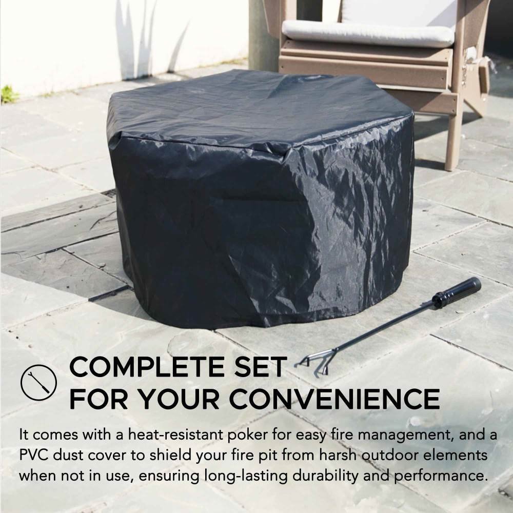 SUNJOY 28 Inch Hexagon Stainless Steel Smokeless Fire Pit with PVC Cover - Triangle Pattern & Black - Image 12