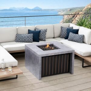 SUNJOY 38 Inch Outdoor Propane Gas Fire Pit Table with Lava Rocks