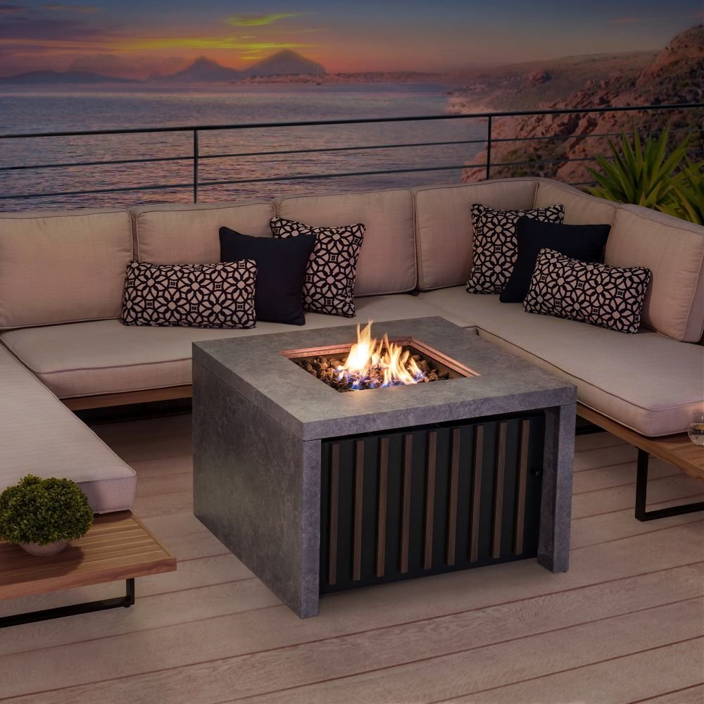 SUNJOY 38 Inch Outdoor Propane Gas Fire Pit Table with Lava Rocks - Image 4