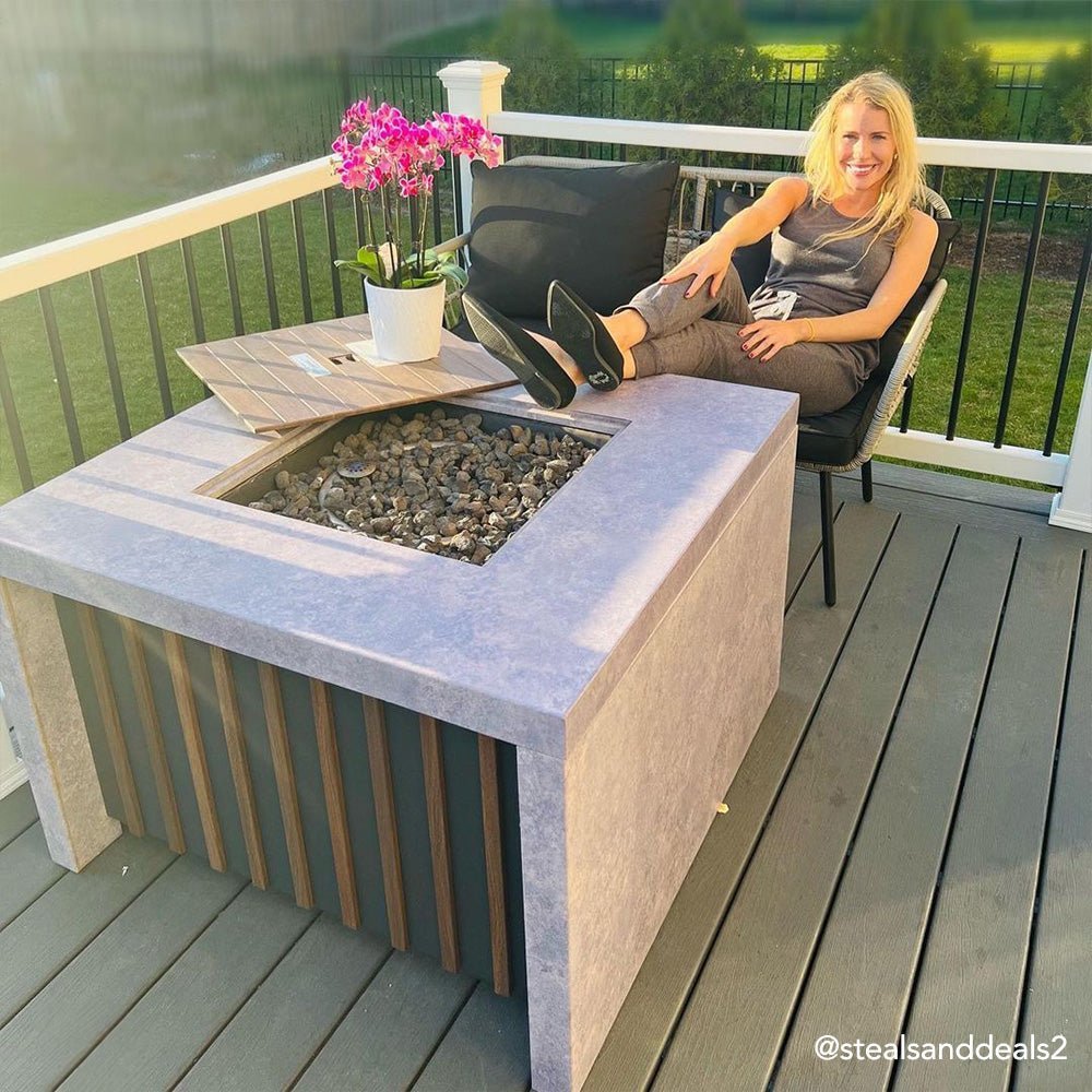 SUNJOY 38 Inch Outdoor Propane Gas Fire Pit Table with Lava Rocks - Image 2