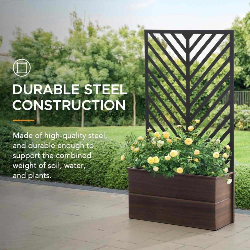 SUNJOY Raised Garden Bed with Trellis - Screen & Planter Box Combo - Image 6