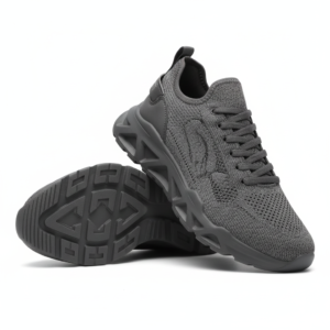 Men Light Black Breathable Knit Casual Sneakers