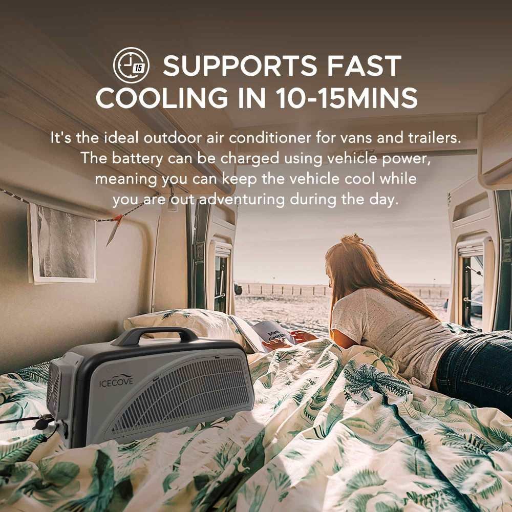 SUNJOY IceCove Portable Air Conditioner with Power Bank and Solar Panel for Outdoor Tents and Indoors - Gray - Image 11