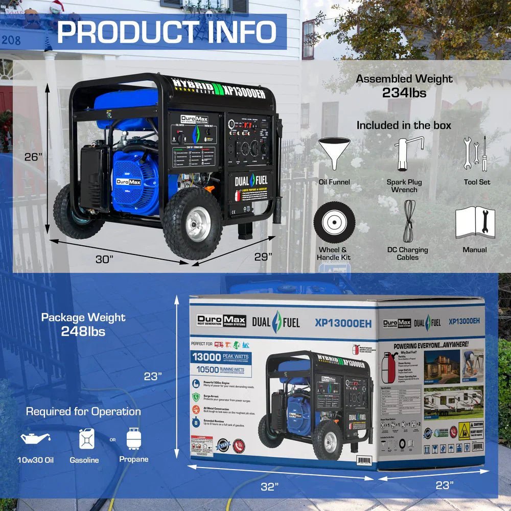 DuroMax 13,000 Watt Dual Fuel Portable Generator XP13000EH - Image 2