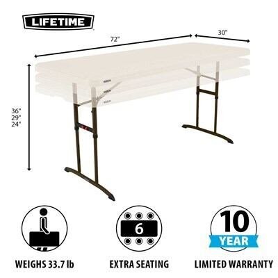 Lifetime 6-Foot Adjustable Height Nesting Table (Commercial) - Image 2
