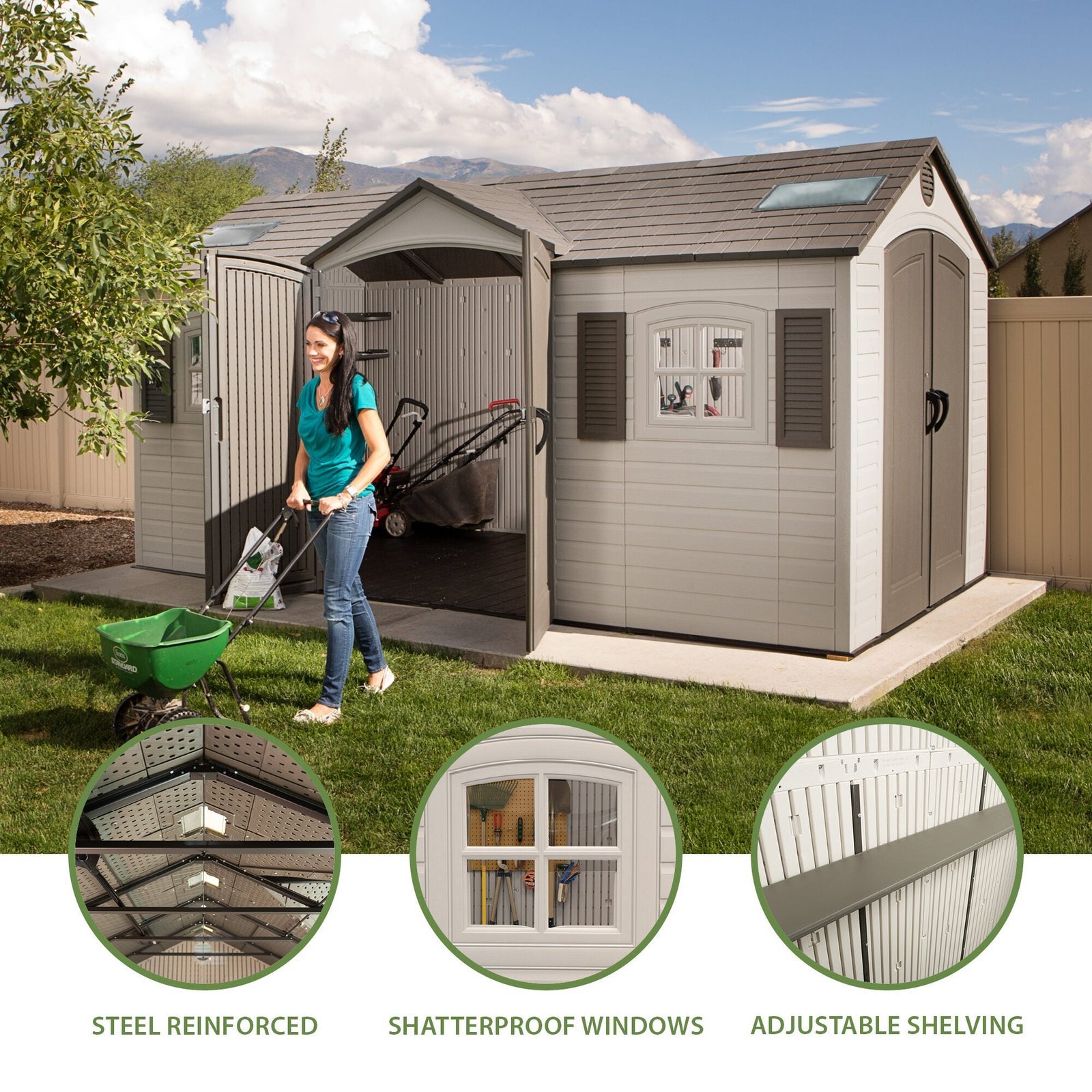 Lifetime 15 Ft. x 8 Ft. Outdoor Storage Shed - Image 4