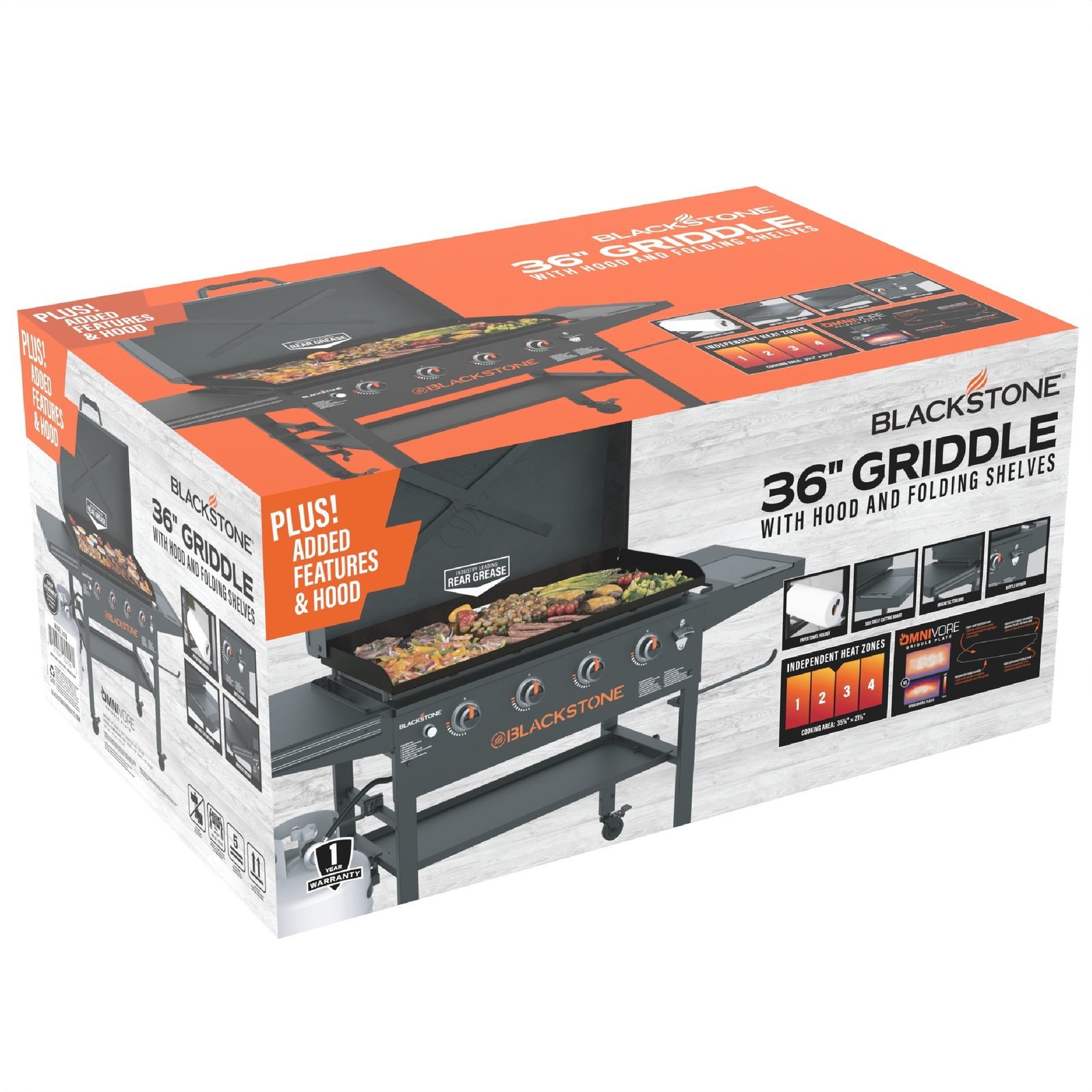 Blackstone Original Outdoor Griddle, 4-Burner 36" Propane Flat Top Grill with Hood, Black - Image 3