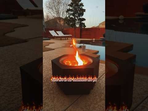 SUNJOY 28 Inch Hexagon Stainless Steel Smokeless Fire Pit with PVC Cover and Poker - Rectangular Pattern - Image 4